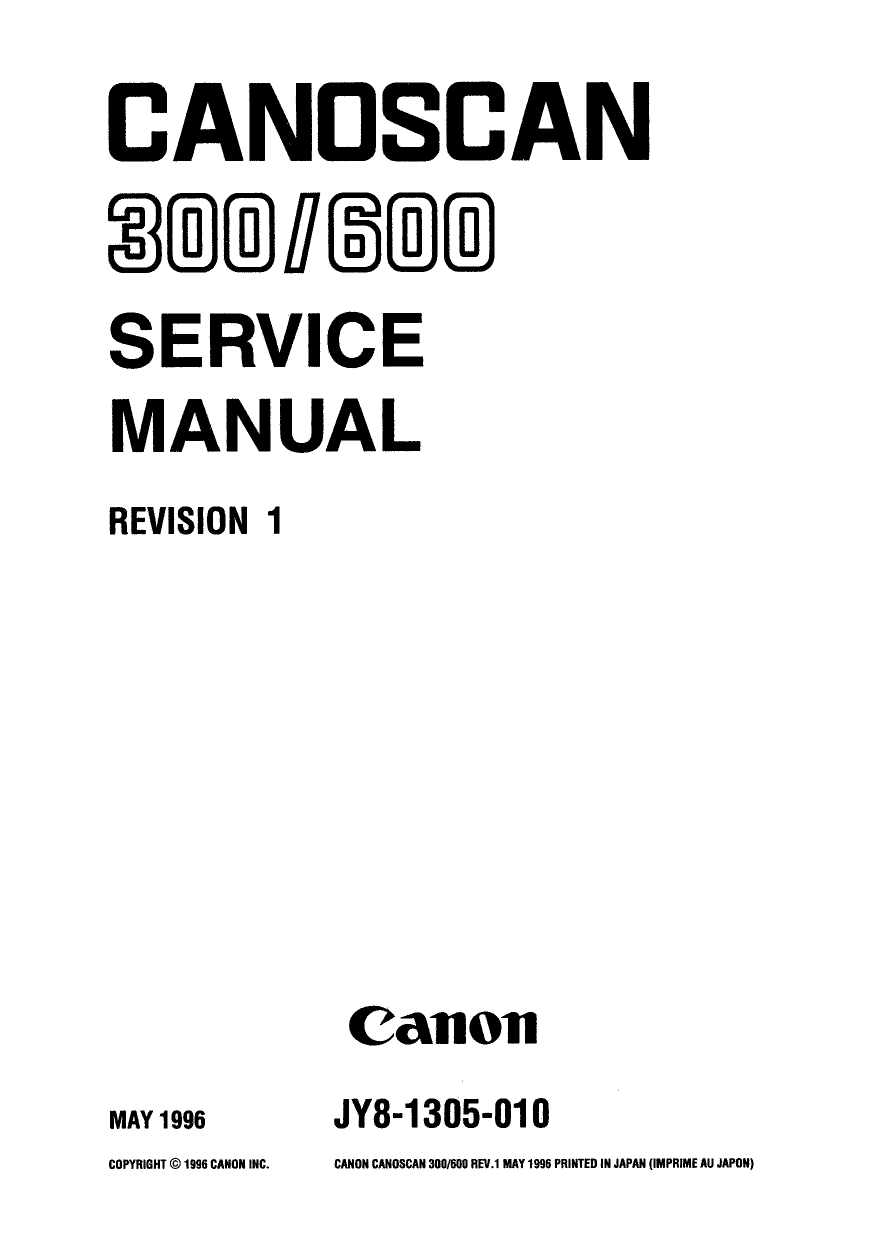 Canon Options CS-300 CanoScan 300 600 Parts and Service Manual-1